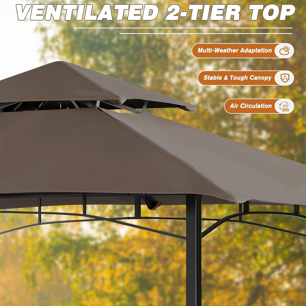 Outdoor Grill Gazebo Double-Tier BBQ Canopy for Grilling, Camping and Outdoor Meals, with the Listed Configuration — image 5