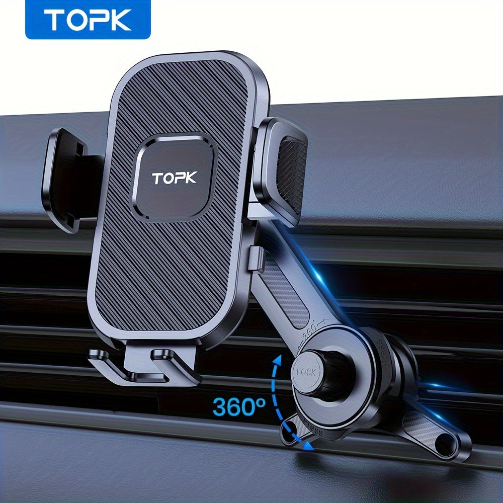 Three-Point Air-Vent Phone Mount with Extendable Hook, Adjustable Arm and Black Finish for In-Car Viewing — image 1