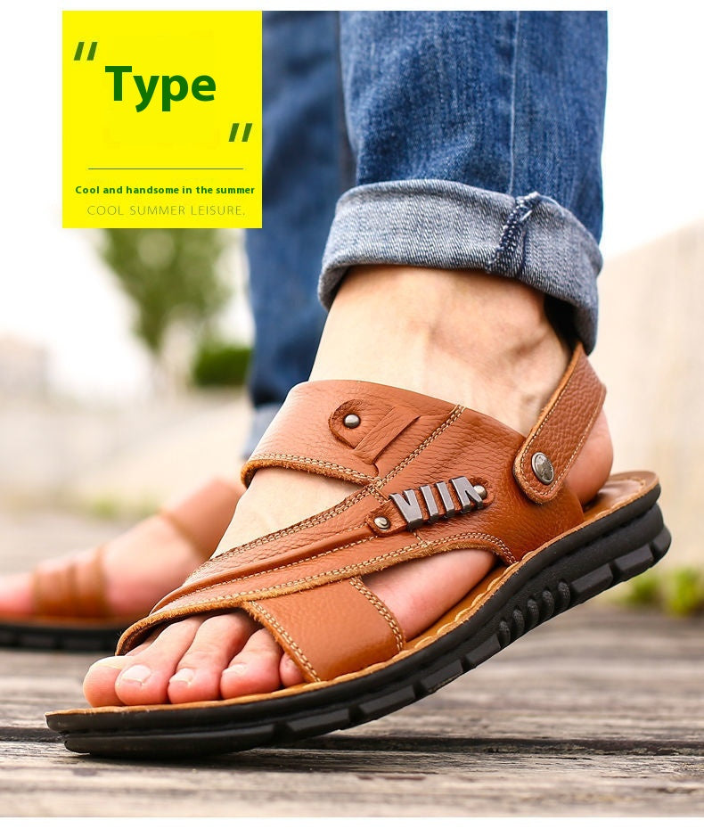 First Layer Cowhide Men's Sandals Summer Genuine Leather Sandals