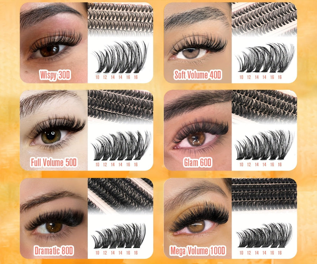 Lash Extension Kit with 708 Clusters in 8-16mm Mixed Lengths and 30D-100D Densities, Glue, Tweezers and Brush — image 11