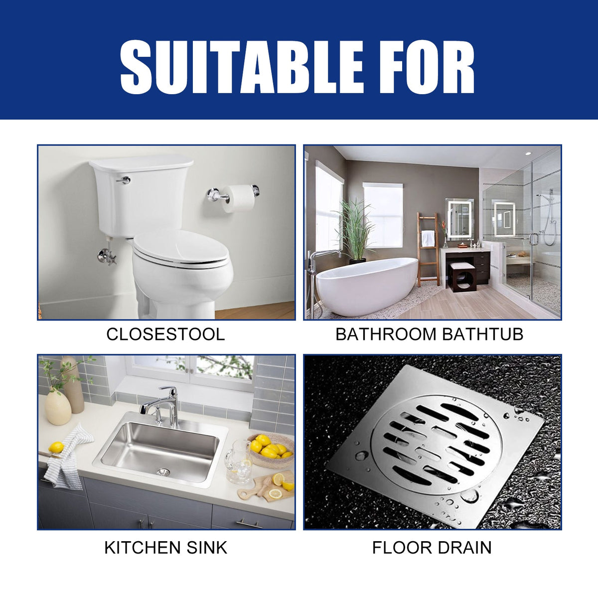 Drain Cleaner, Toilet Kitchen Drain Anti-Clogging Deodorant Dredging Cleaner
