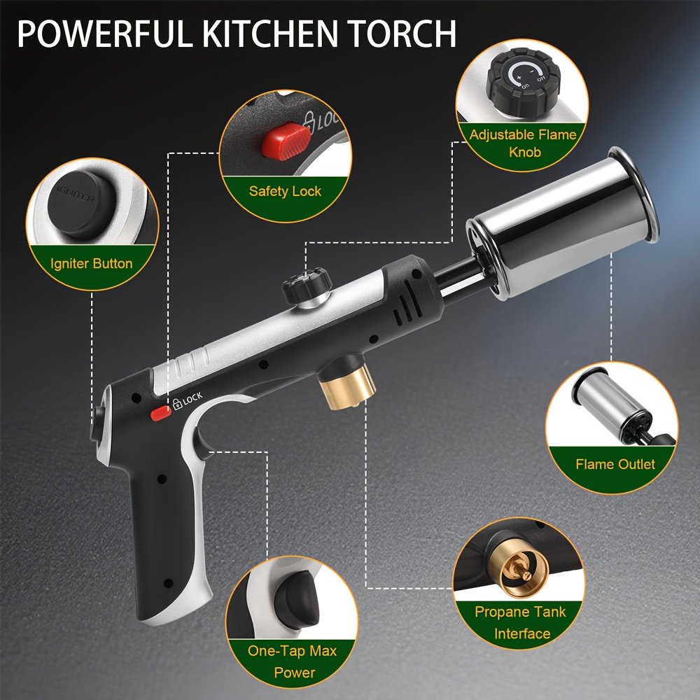 Handheld Propane or MAPP Torch with Trigger Ignition, Flame Control and Black or Golden Finish — image 7