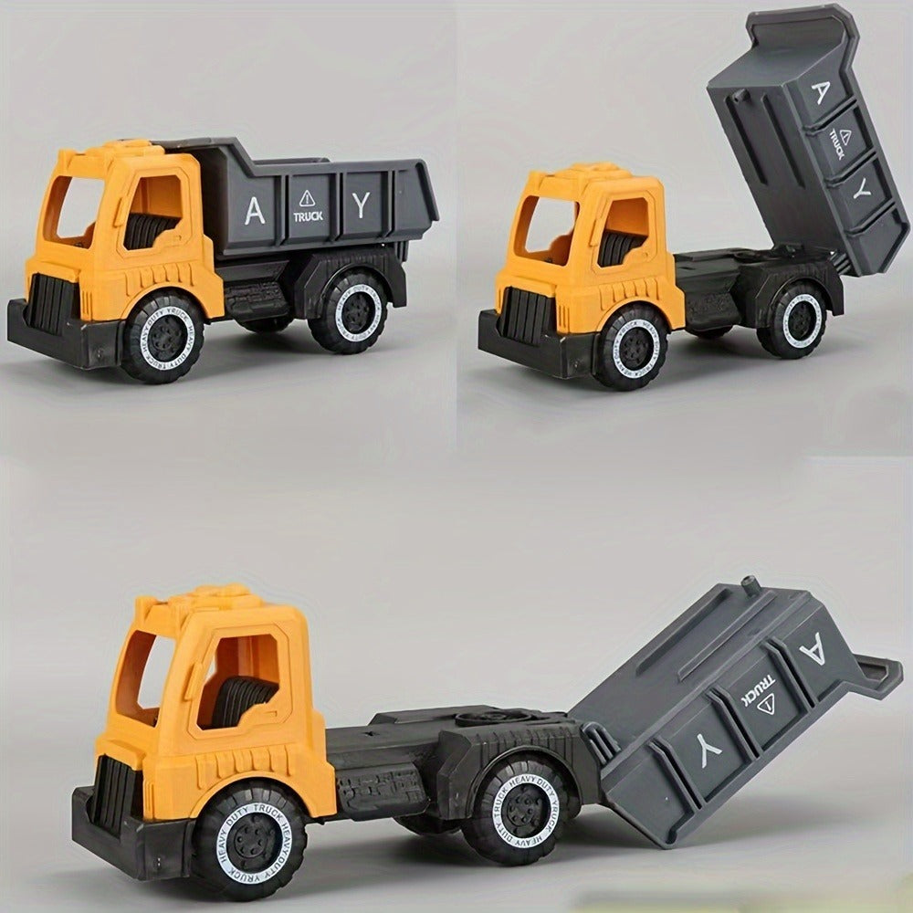 Construction Vehicle Toy Set for Kids, 4PCS Large Shatterproof Excavator, Mixer, Dump Truck & Bulldozer Engineering Cars — im