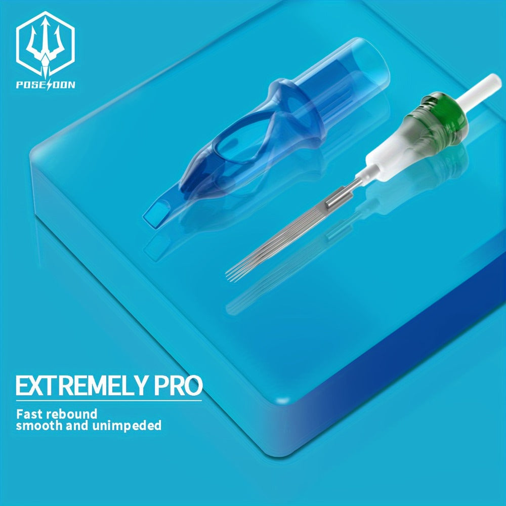 Tattoo Needles 50Pcs Round Liner Shader - POSEIDON V3 12RL 12RS Membrane Safety for Temporary Body Art, Festivals and Costume