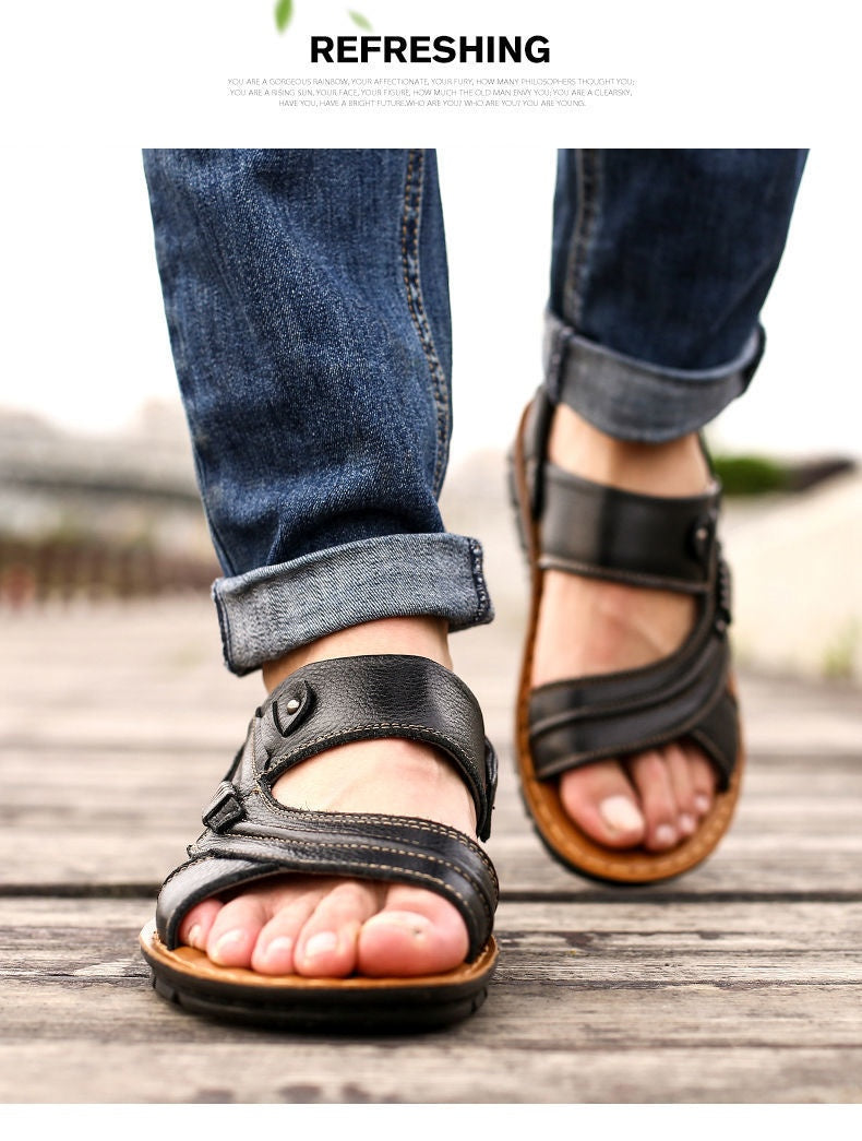 First Layer Cowhide Men's Sandals Summer Genuine Leather Sandals
