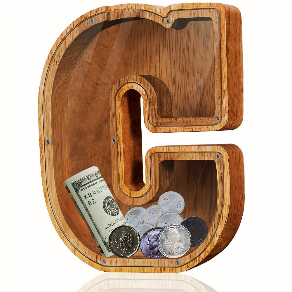 Personalized Wooden Piggy Bank for Kids – A-Z Alphabet Letter Initial Coin & Bill Savings Bank for Boys & Girls — image 8