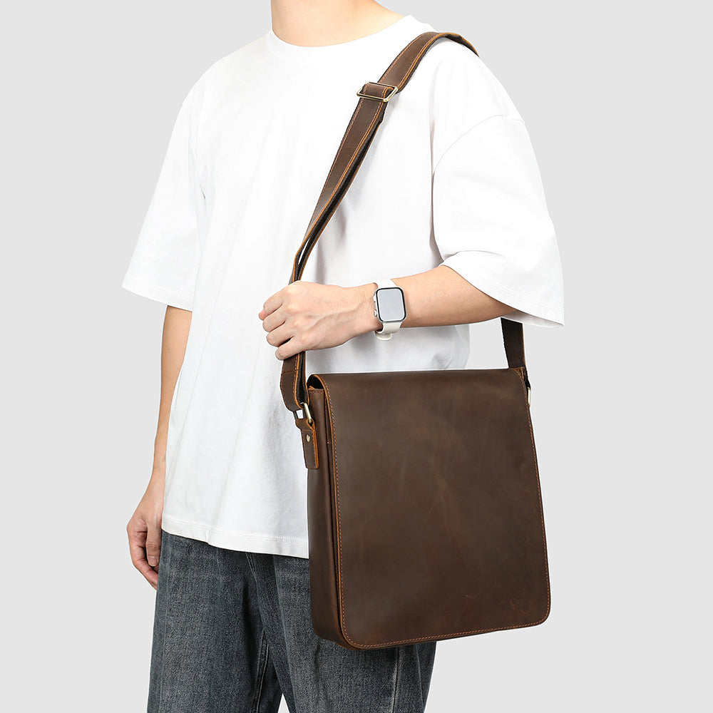 Men's Premium Leather Crossbody Bag, Sophisticated And Casual Single-shoulder Design