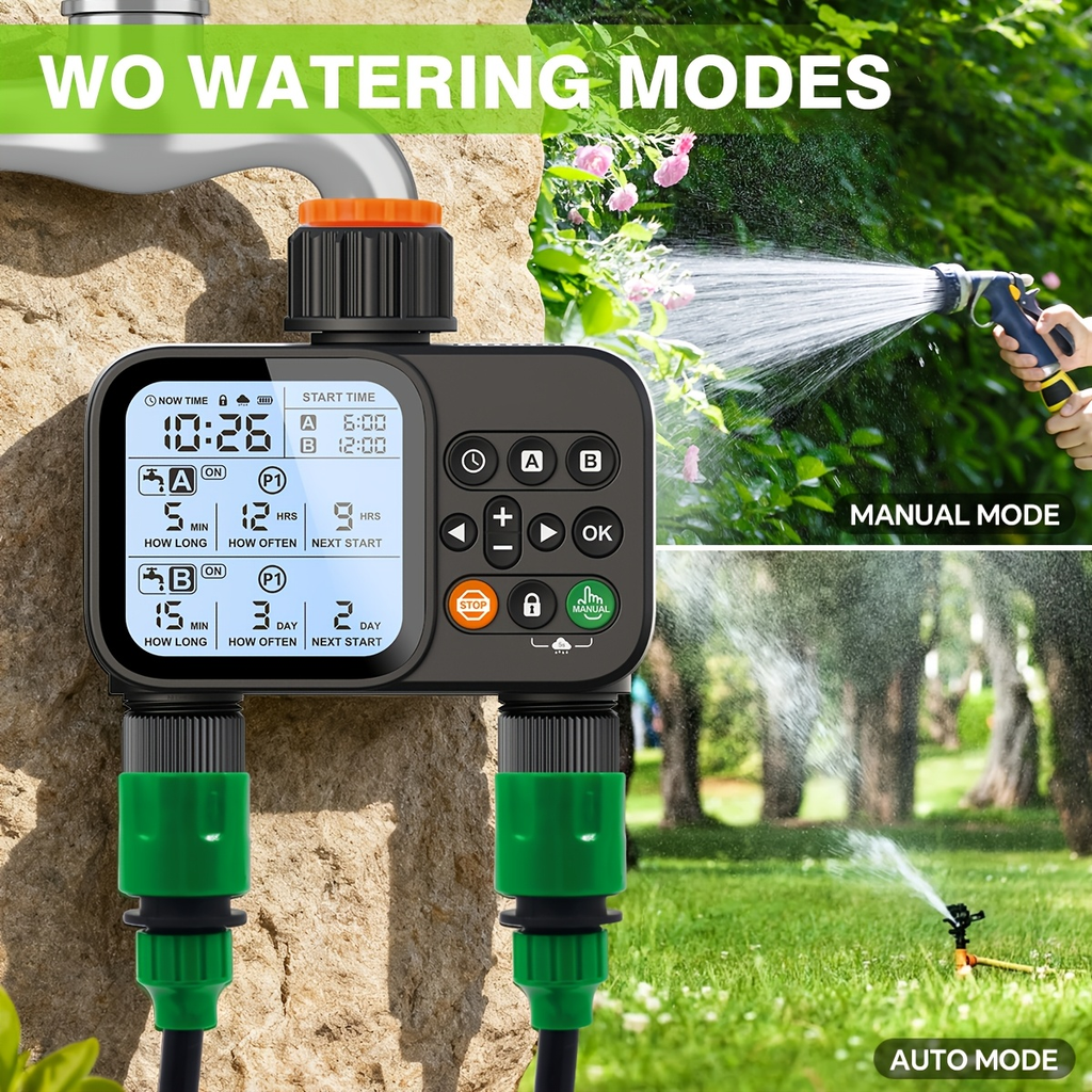 Automatic Drip Irrigation Timer Smart Garden Watering Controller 2-Zone, for Garden, Lawn and Yard Watering — image 5