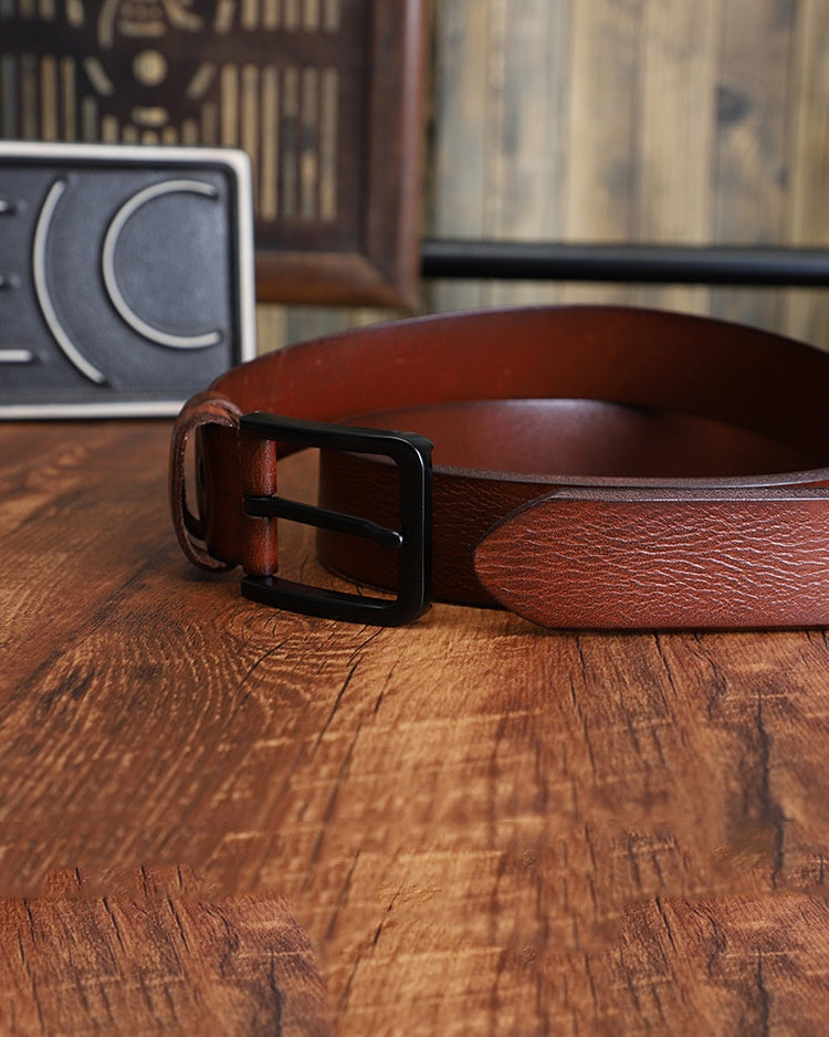 Men's Alloy Pin-buckle Belt With Top-layer Cowhidenew Casual Style