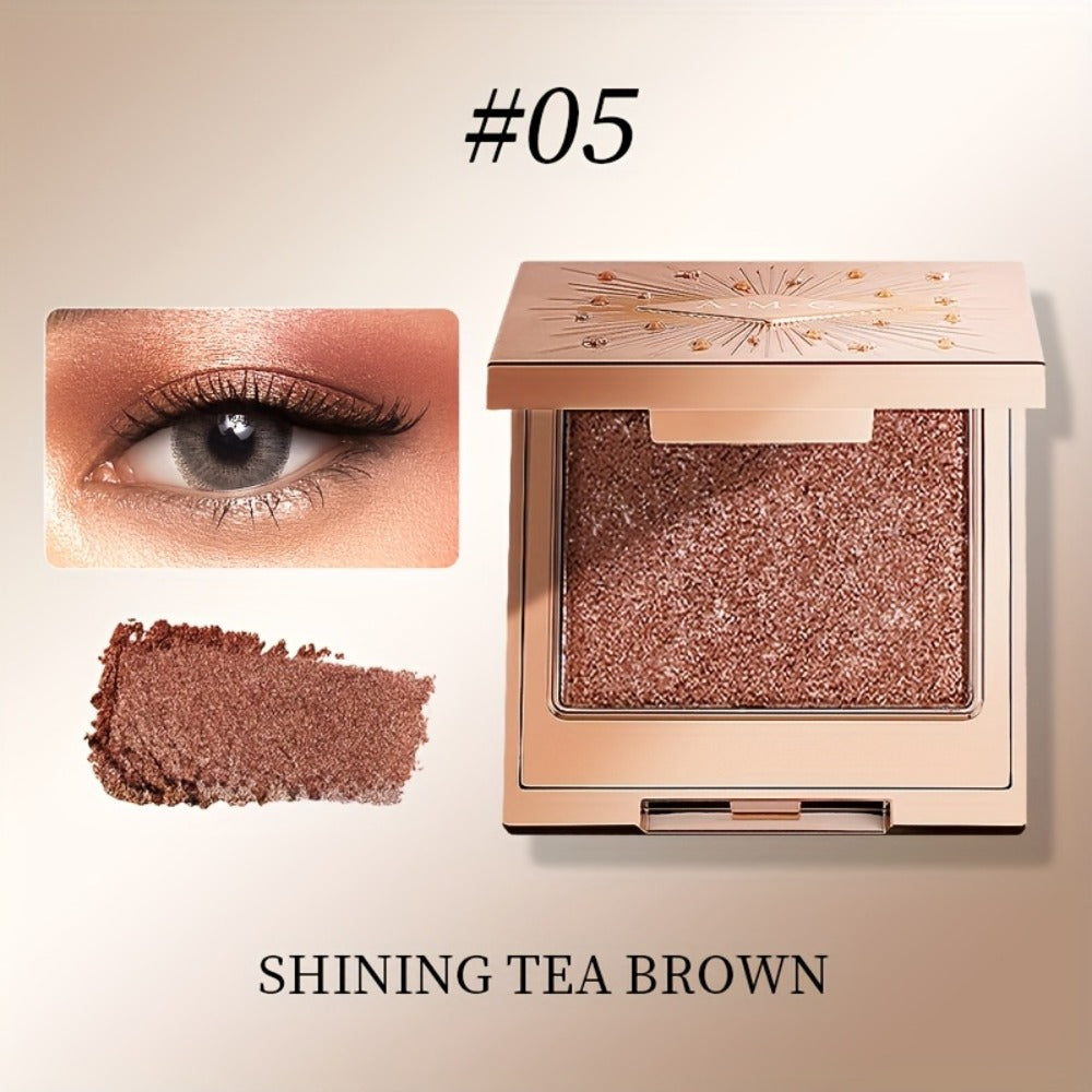 Shimmer Eyeshadow Palette 5 Shades Glowing Waterproof Creamy Blendable Formula with Built-in, for Makeup, Travel and Everyday