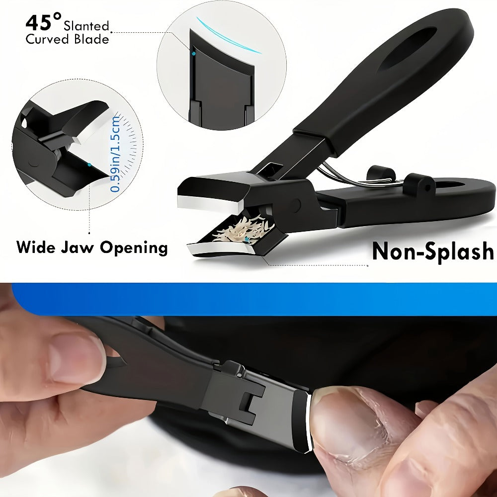 Wide-Jaw Nail Clipper Set, Five-Piece Black-Handle Kit with Straight, Concave and 45-Degree Slanted Tools — image 6