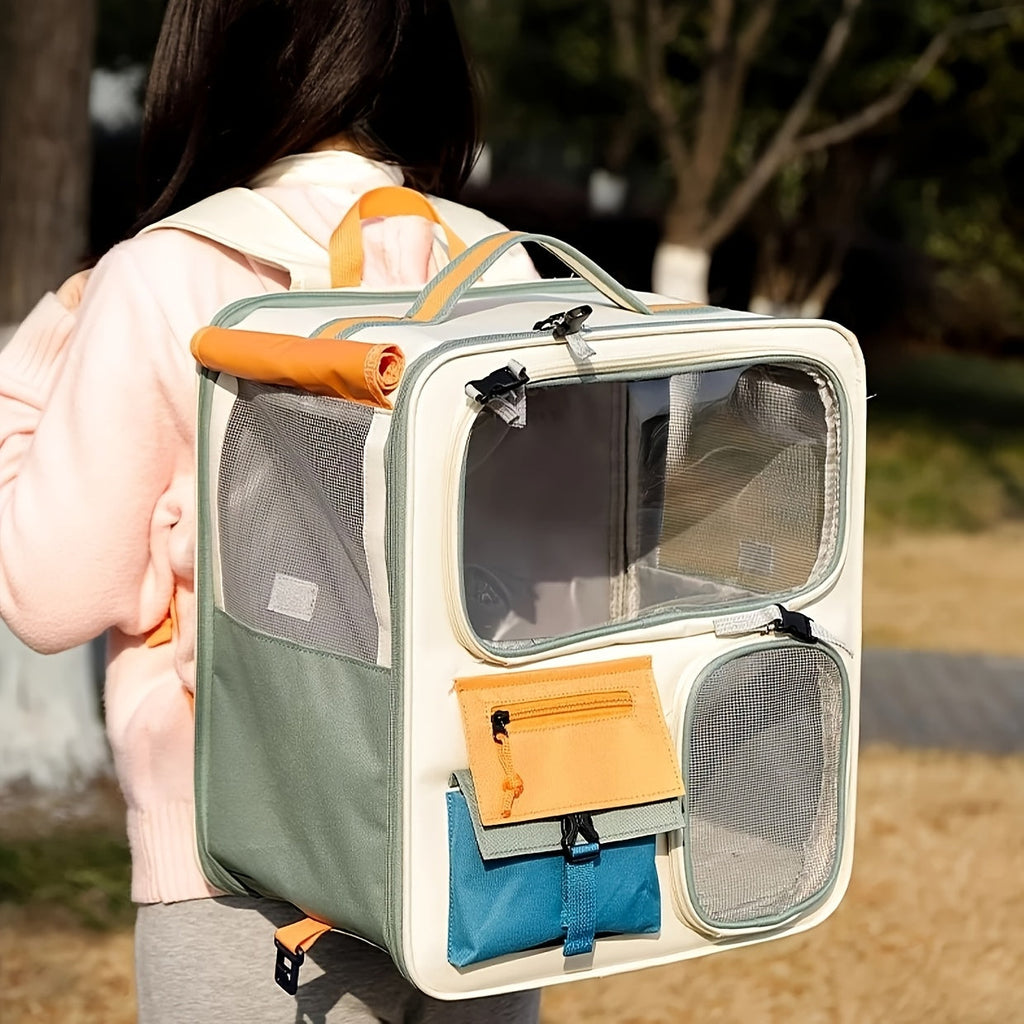 Structured Pet Carrier Backpack with Large Viewing Window, Mesh Panels and Two Front Storage Pockets — image 4
