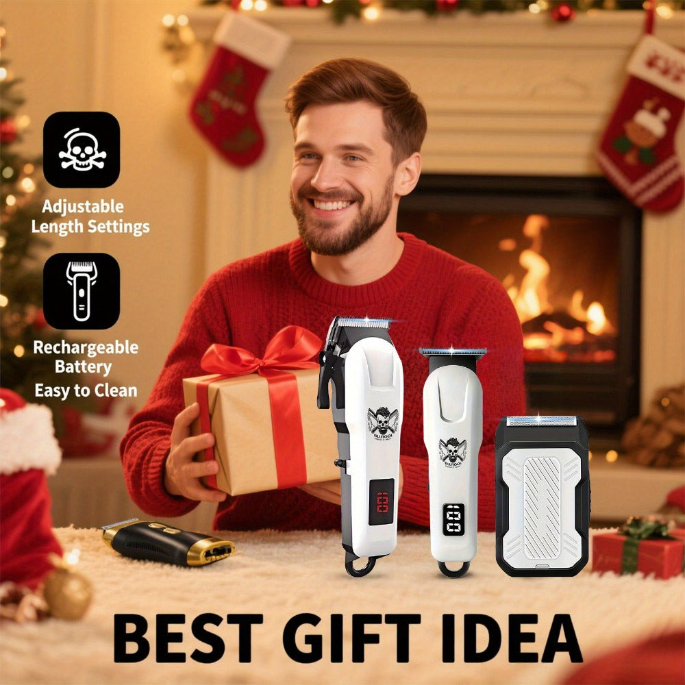 Cordless Hair Clipper Set for Men USB Rechargeable Electric Shaver with LED Display – Professional Grooming Kit 2 or 3 Piece 