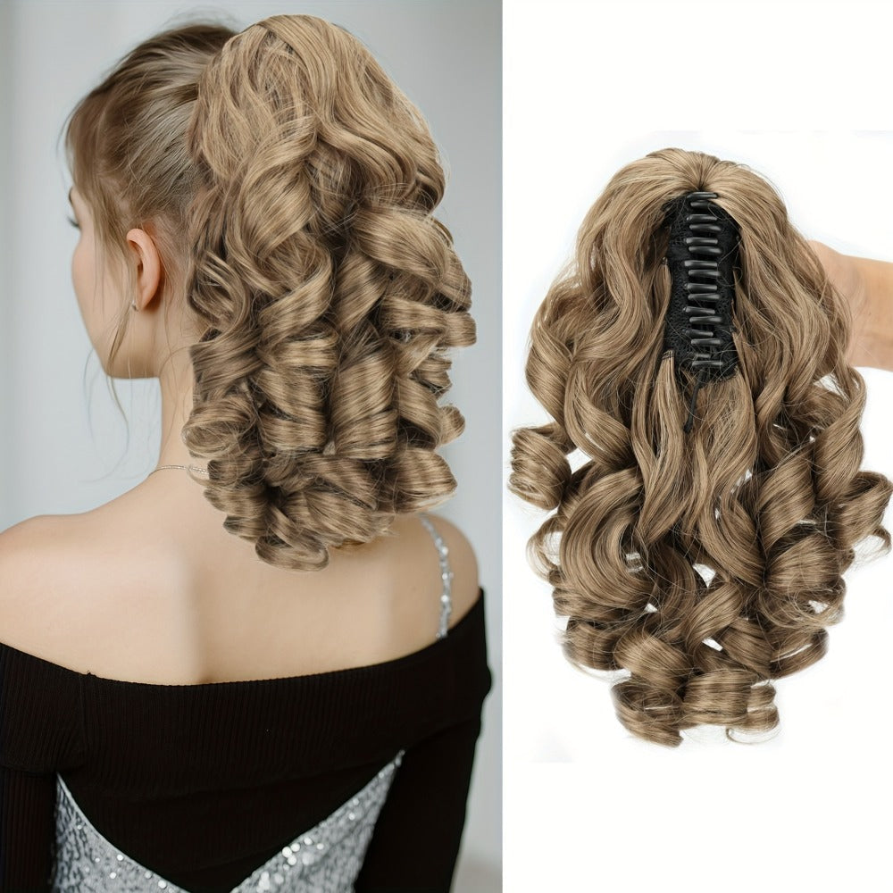 Hair Extensions Curly-Wave 14-Inch Synthetic Ponytail with Claw Clip and Four Color Style Options — image 8