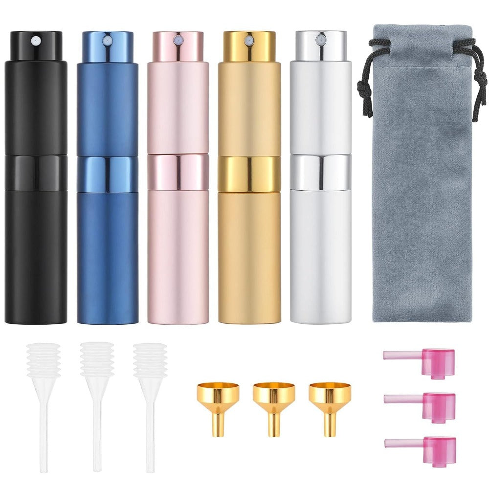Perfume Atomizer in a Refillable 5 Pack of 8ml Aluminum and Glass Mini Cologne Sprayer Bottles for Travel — image 1