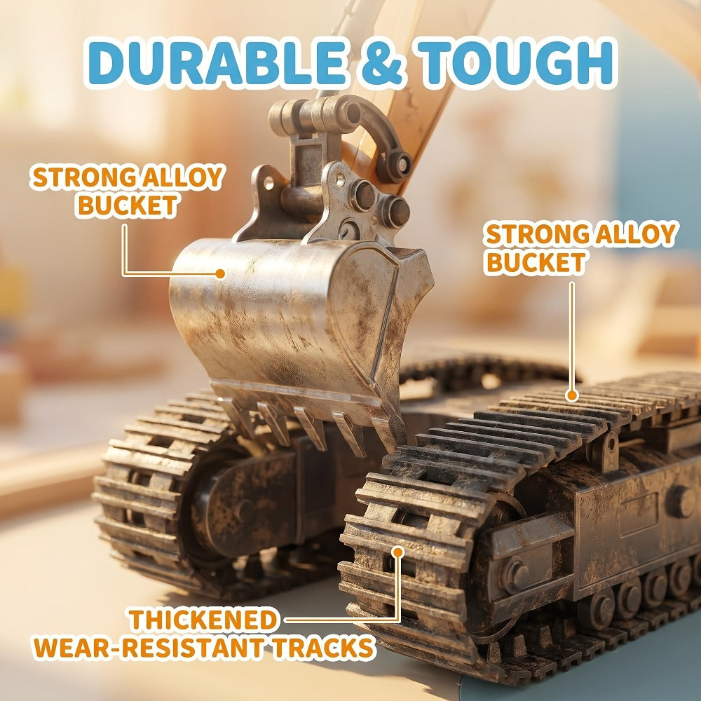 RC Construction Truck Toy 1:24 Scale Alloy Bulldozer Dump Truck & Excavator, 11-Channel Remote Control with Forward — image 1