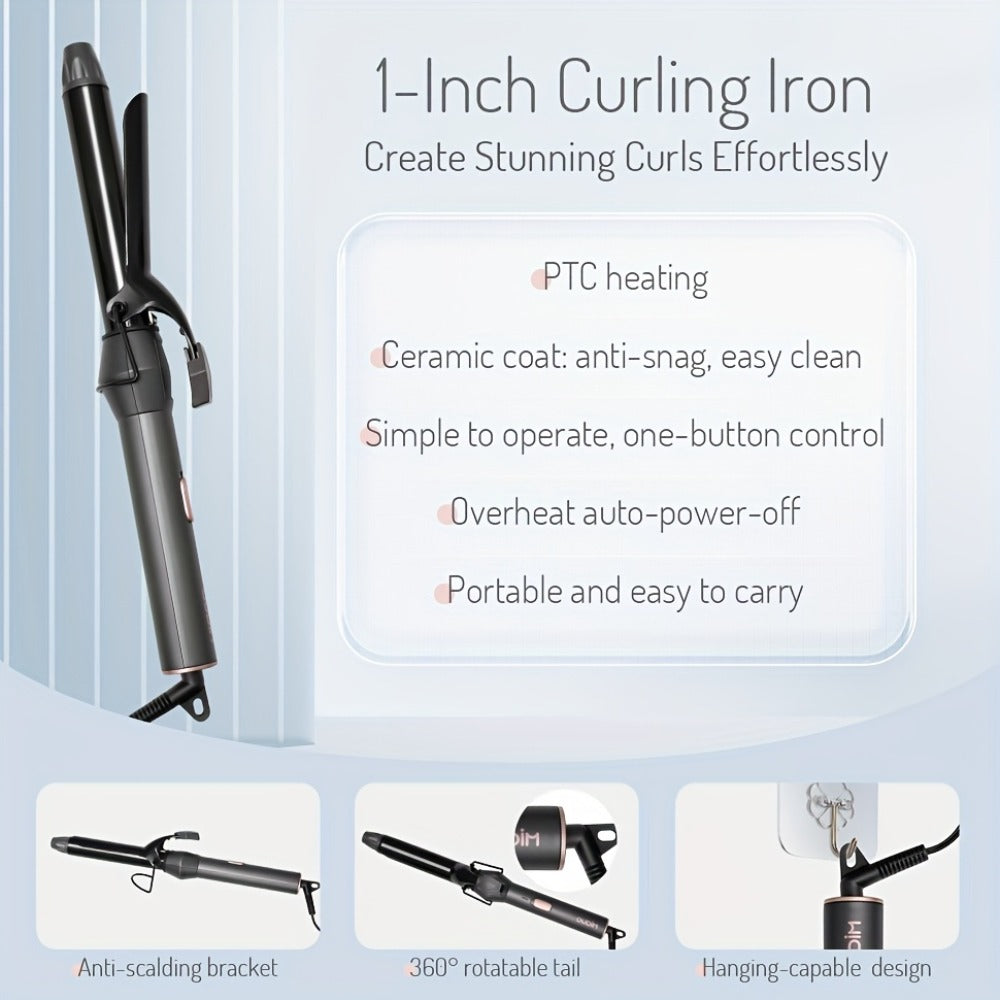 Hair Straightener & Curling Iron Set for Women, Flat Iron Straightening Brush, Anti-Scald, Precise Temperature Control — imag