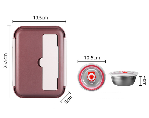 Classic simple 304 stainless steel double-sided buckle lunch box bento box with soup bowl - V.I.P Digital Presence