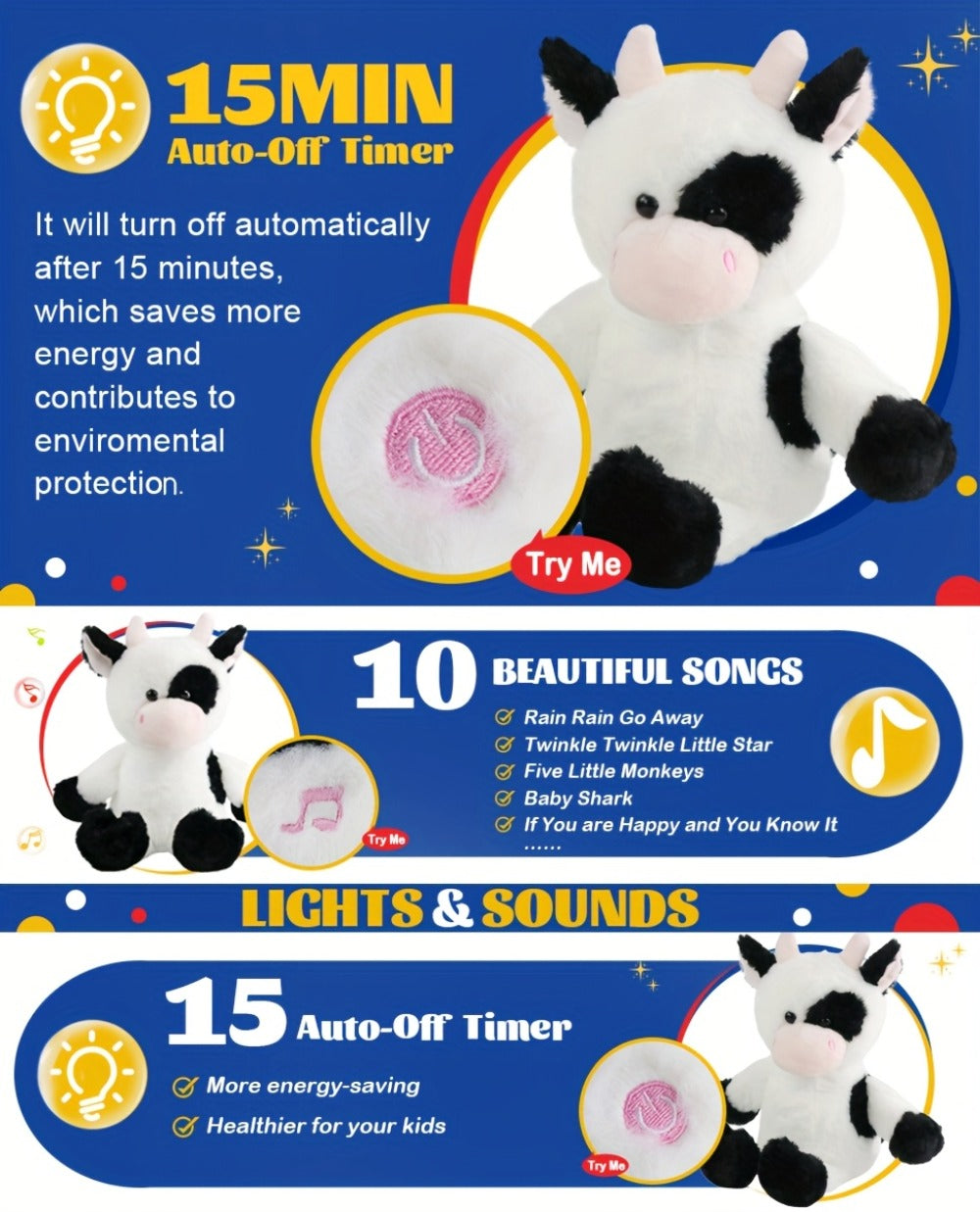 Plush Toy Highland Cow with Glowing Body and Optional Music in Two Interactive Styles for Display — image 10