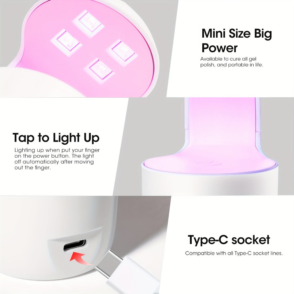 Solid Gel Nail Glue Kit with Mini LED Lamp – 8g UV Cure Gel Glue 28+ Days Long-Lasting Bond for Press On Nails Acrylic Tips R