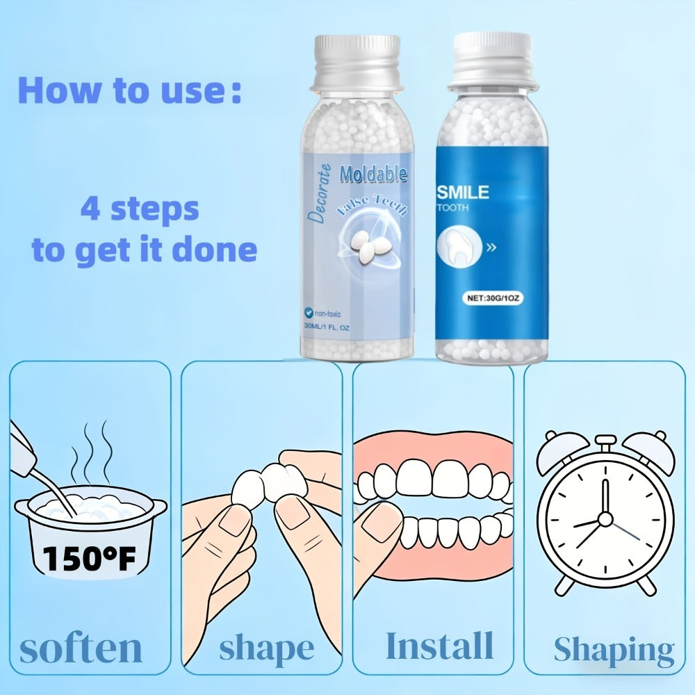 Moldable Fake Teeth Kit for Adults & Seniors, Temporary Dental Veneers Missing Tooth Filling Snap On Teeth — image 12