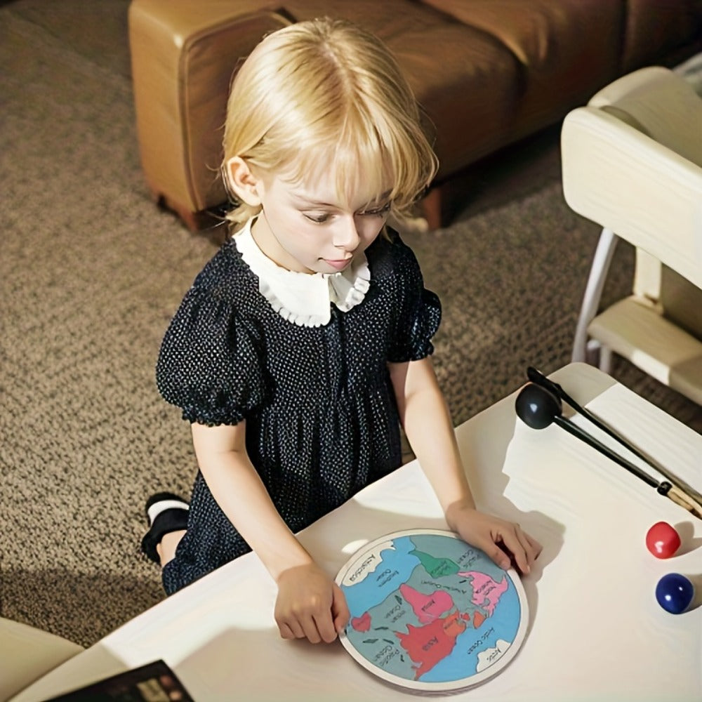 Wooden World Map Puzzle for Kids, Seven Continents Geography Learning Toy, Colorful STEM Educational Puzzle — image 7