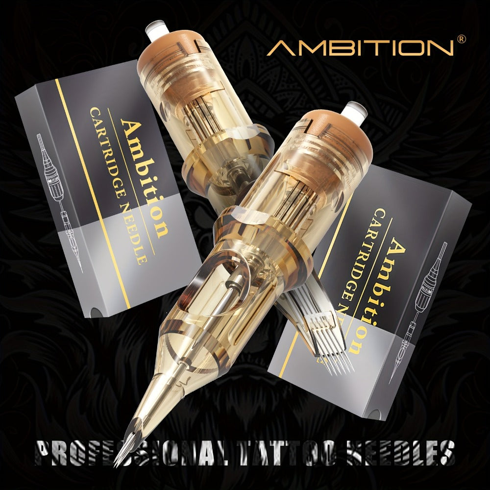Ambition Tattoo Cartridge Needles 20pcs Professional RL RS RM Sizes with Safety Membrane for Temporary Body Art, Festivals an