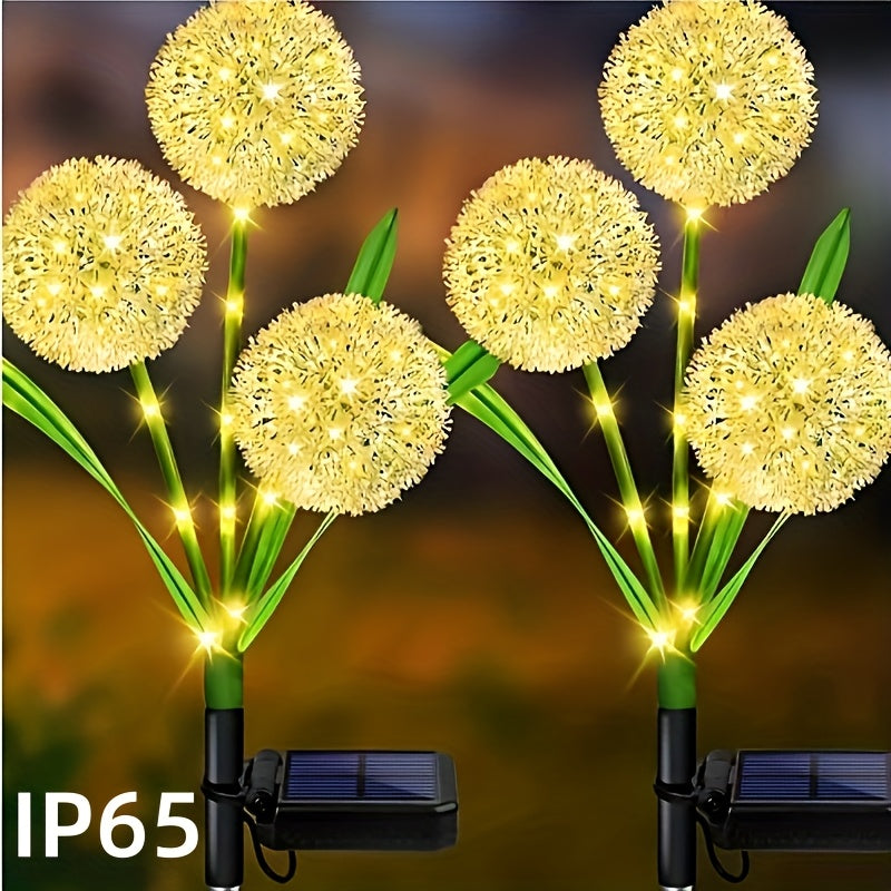 Three-Stem Solar Globe Garden Lights with Dandelion-Style Heads in Warm or Multicolor Options — image 3