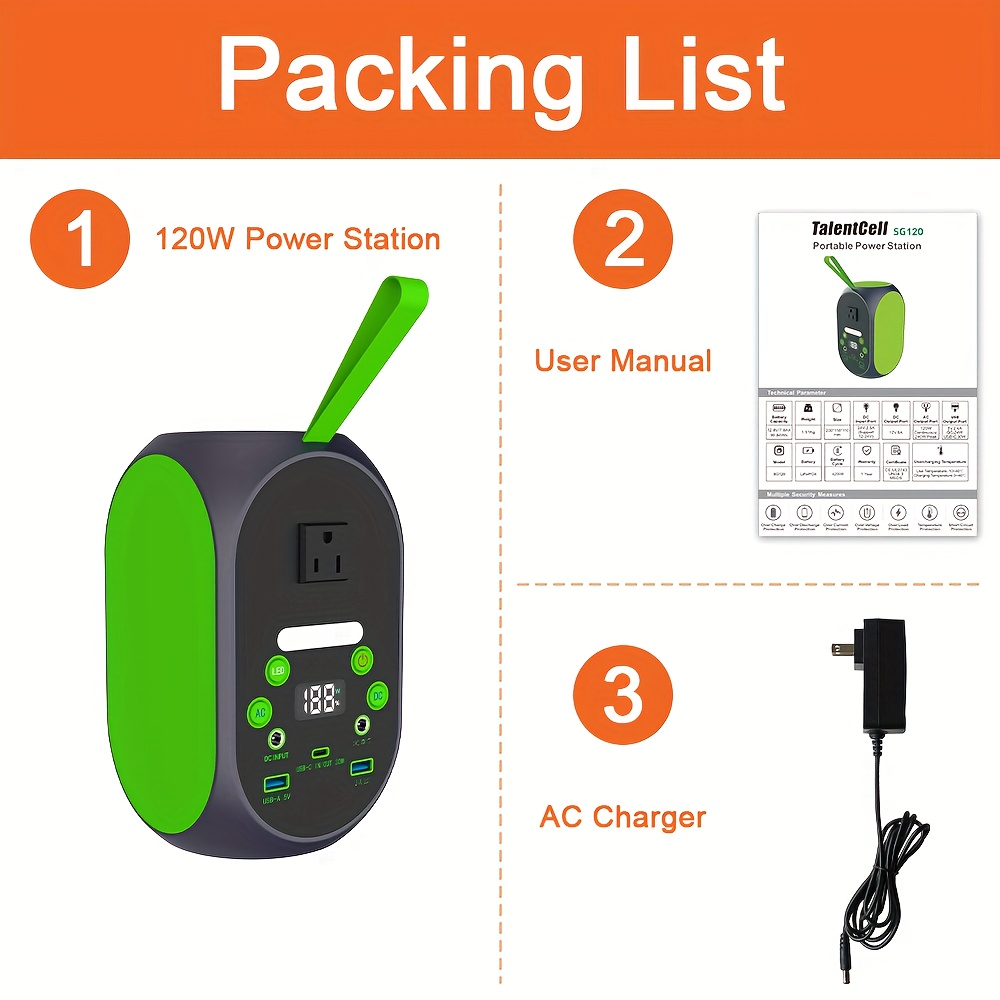 Portable Power Station 99.84Wh 120W LiFePO4 Unit with AC, DC, USB-C, USB-A and Four Light Modes — image 9