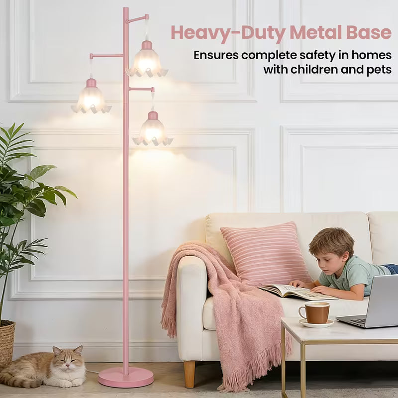 68-Inch 3-Light Flower Floor Lamp with Acrylic Shades and LED Bulbs