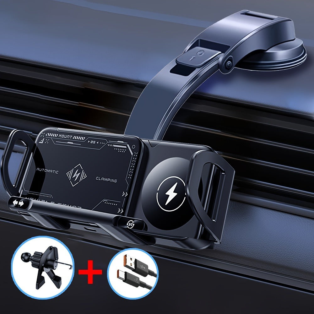 Dual-Coil Wireless Charging Car Mount with 15W Label, Fold-Screen Support and Three Configurations — image 3