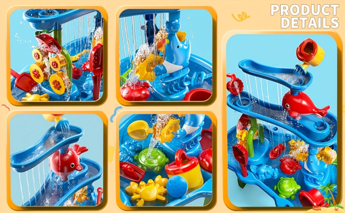 Sand and Water Table for Toddlers 3-Tier, Outdoor Sensory Play Set with Shovel Scoop & Strainer — image 10