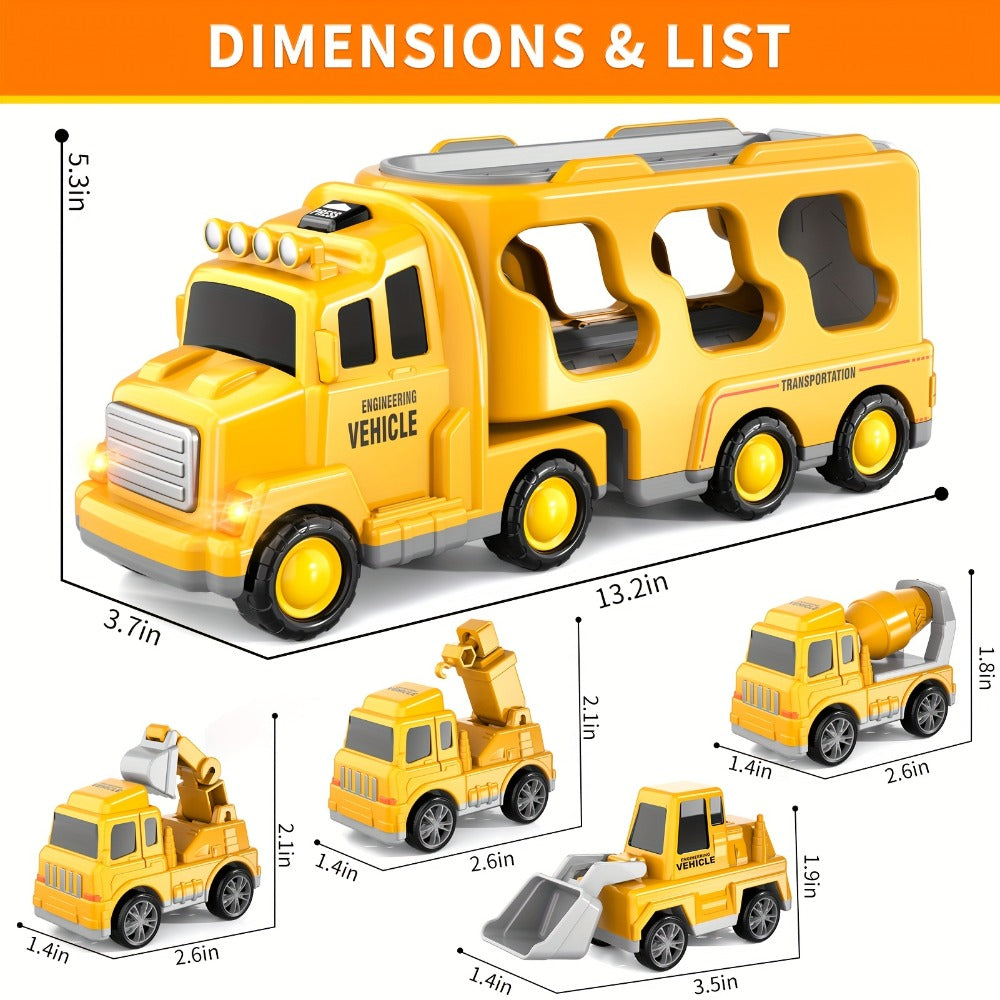 Ambulance Truck Toy Set for Boys, 5-in-1 Friction Power Carrier Truck with Lights & Sounds — image 9