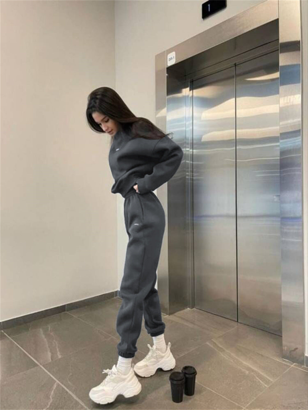 Casual Crew-neck Long-sleeve Pants Set