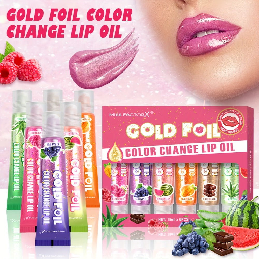 pH Color Changing Lip Balm Set 6pcs 6 Fragrances – Deep Moisturizing Brightening Glossy Tinted Lip Care, 0.51oz Each — image 