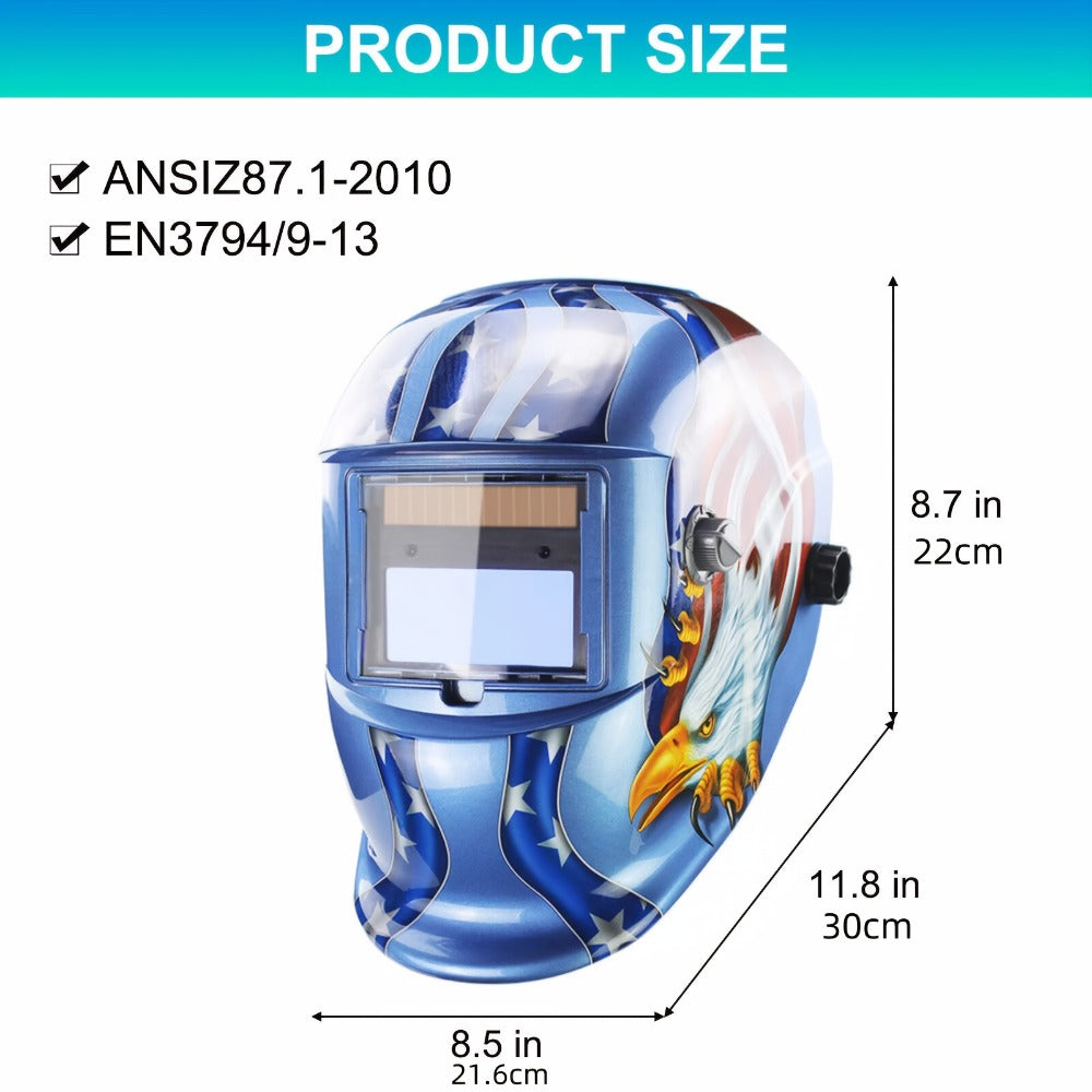Auto-Darkening Welding Helmet Solar Powered True Color – Wide View DIN 9-13 Adjustable, 1/25000s Response — image 3