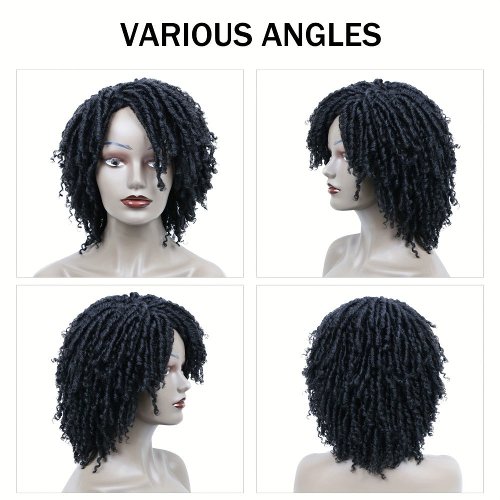 Synthetic Wig 12-Inch Goddess Faux Locs Headband Style with Curly Ends in Three Colors for Festivals — image 3
