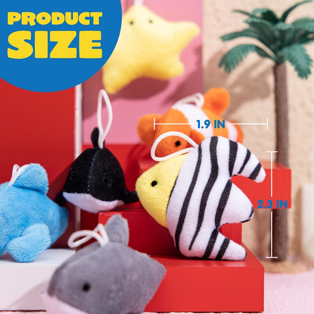 Twenty-Four Mini Sea-Animal Plush Keychains in Assorted Fish, Shark, Whale and Crab Designs — image 2