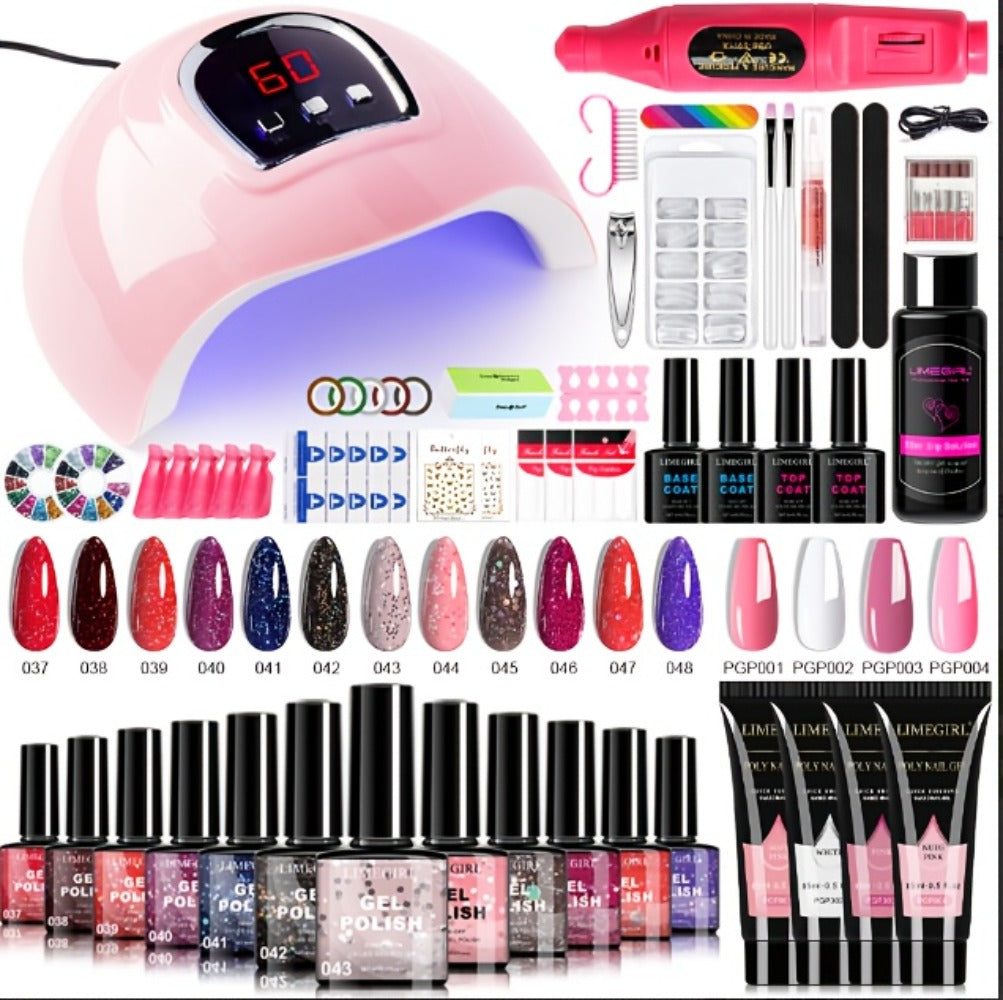 Gel Nail Polish Kit with UV Lamp & Electric Nail Drill – 12 Colors Gel Polish Set, Poly Extension Gel, Top & — image 27