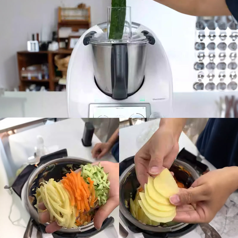 Thermomix TM6 & TM5 Accessory: Vegetable Cheese Cutter for radish, sweet potato slicing, fits food processor container.