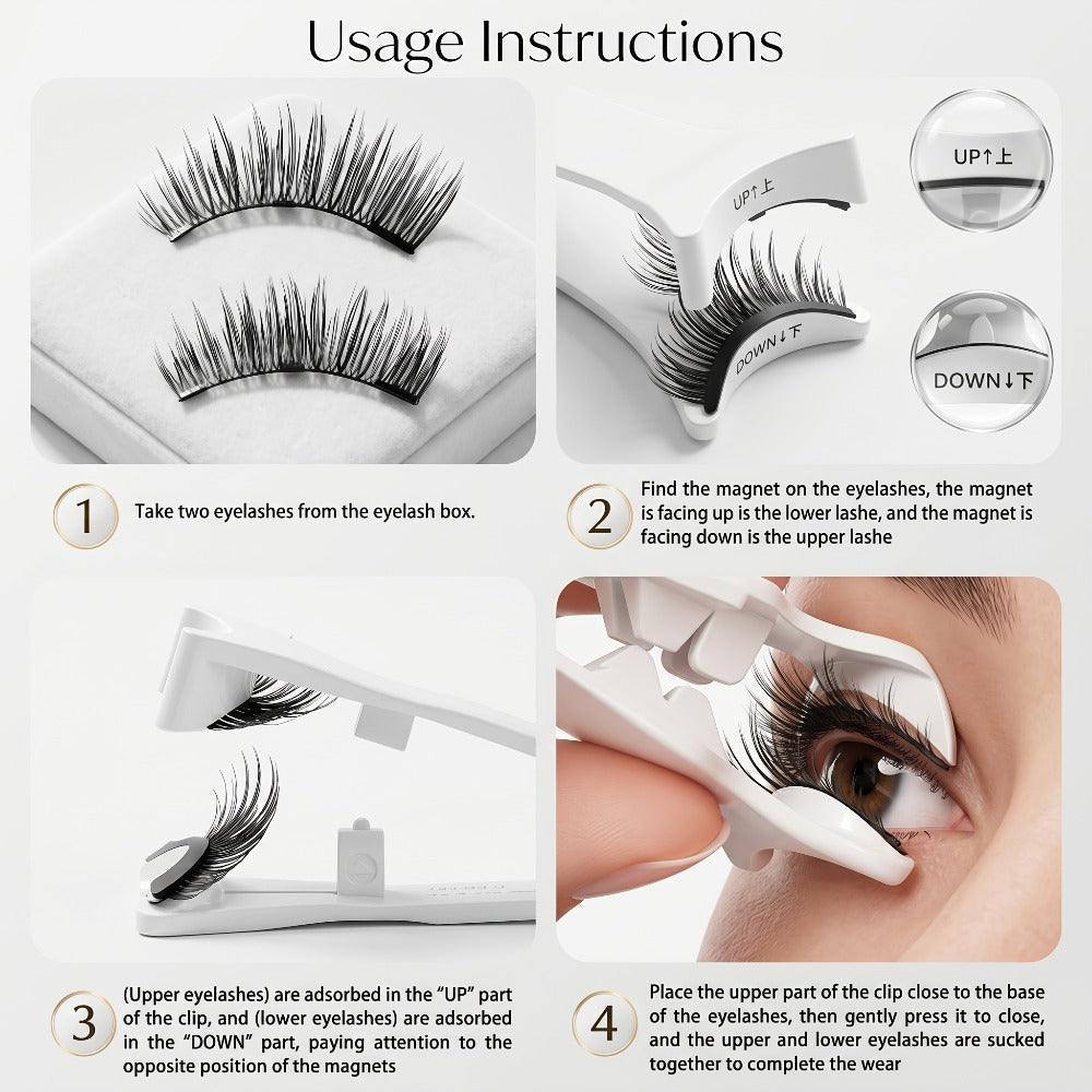 INMASIT Magnetic False Eyelashes Set with Round Storage Case and Applicator in Black or Pink — image 14