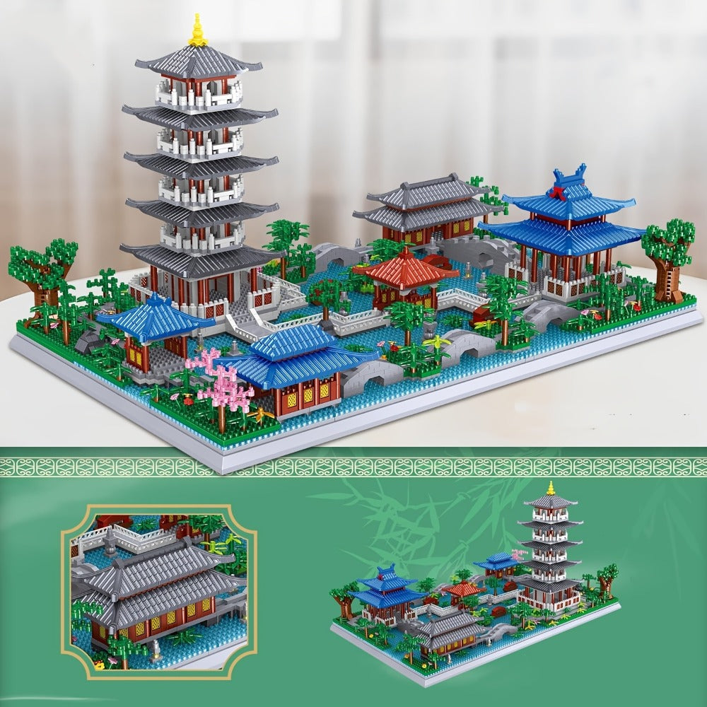 Hangzhou West Lake Building Blocks Set 3282 Pcs – Miniature Chinese Architecture Model Pagoda Cherry Blossom Collectible Land
