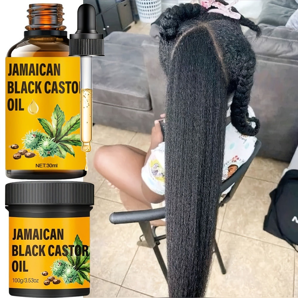 Two-Piece Jamaican Black Castor Oil Hair Care Set with Coordinated Oil and Cream Containers — image 5