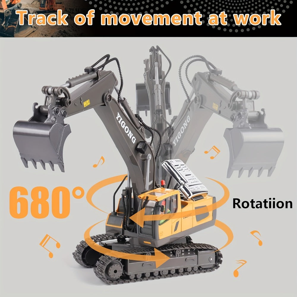 Remote Control Excavator Loader Dump Truck Toy for Kids 2.4GHz Alloy RC Construction Vehicle with Light & Sound — image 14