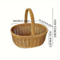 Oval Wicker-Style Market and Picnic Basket with Arched Handle in Medium or Large Size Options — image 3