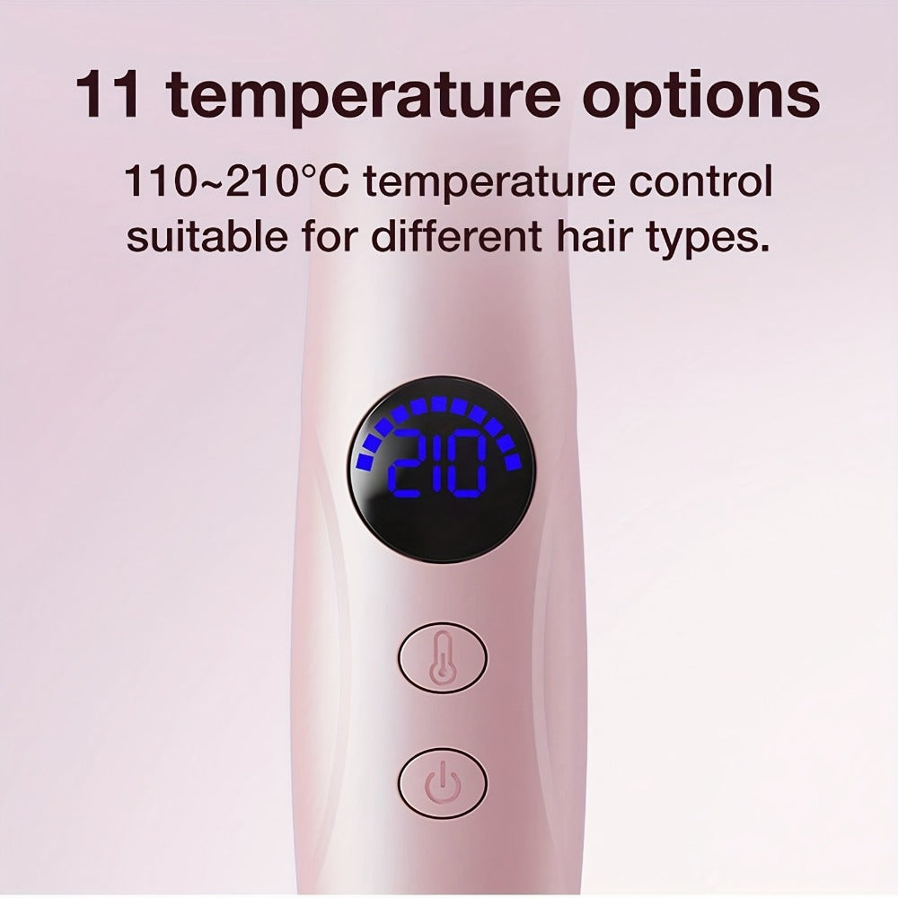2-in-1 Hot Air Brush Straightener & Curler with Negative Ion Technology, Frizz-Free Blowout Brush with Adjustable Temp Contro