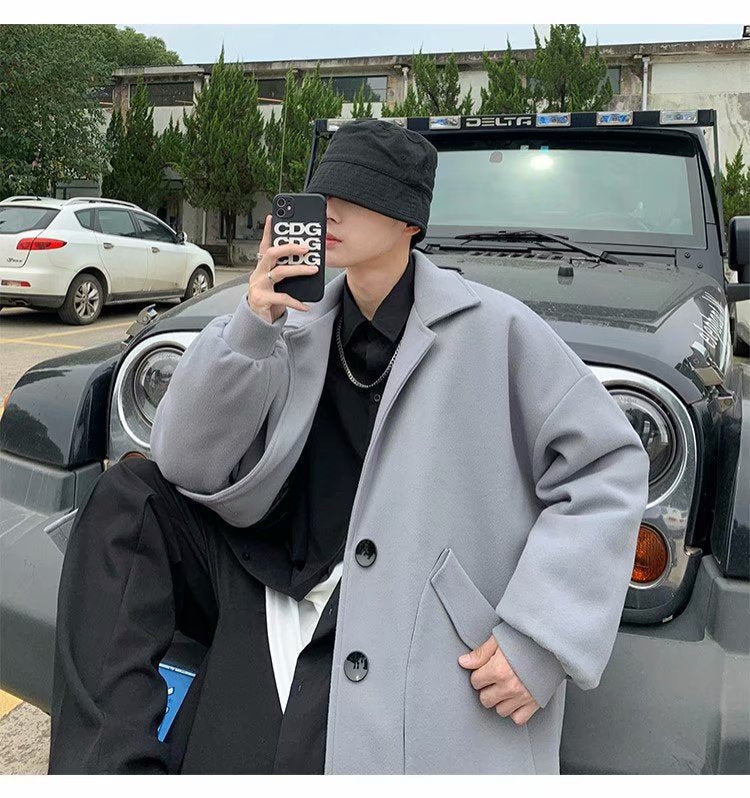 Mens All-match Casual Springfall Relaxed-fit Trench Coat