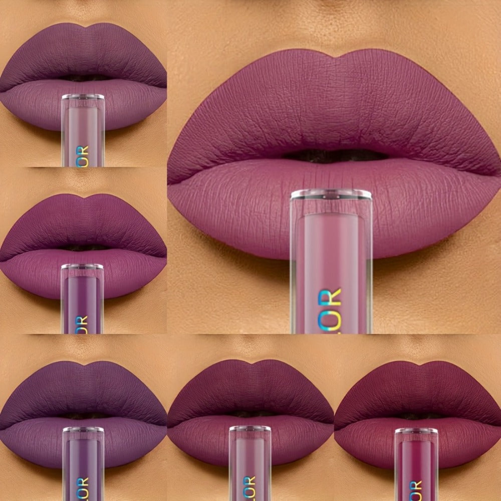 Matte Liquid Lipstick Set 6pcs Lip Glaze Non-Sticky Non-Drying Colorfast Velvet Finish, for Makeup, Travel and Everyday Vanit