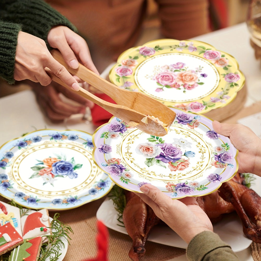 Floral Paper Plate Party Supplies Pack with 48 Botanical-Print Plates in Six Coordinated Designs — image 6