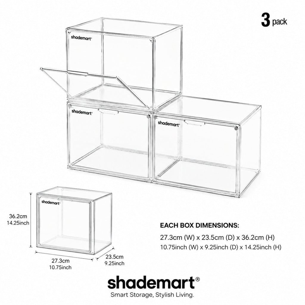 Clear Display Case Set of 3, Dustproof Transparent Storage Box Organizer for Collectibles, Car Models — image 11